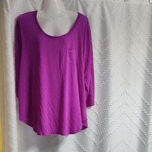 Lane Bryant Scoop Neck Long Sleeve Tee - Bright Purple